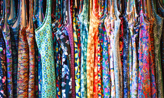 Row of colorful athleisure dresses.